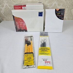 Bundle of Painting Supplies Includes Canvases & Brushes NWT